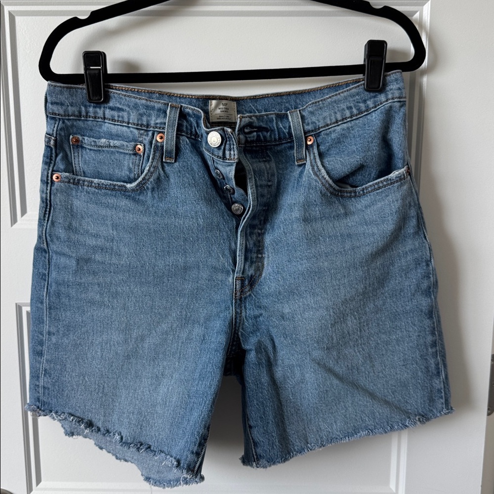 Levi's 501 Light Blue Denim Mid Thigh Shorts